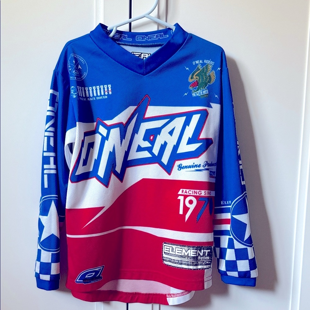 O'Neal Kids Long Sleeve Racing Tee - Blue and Red